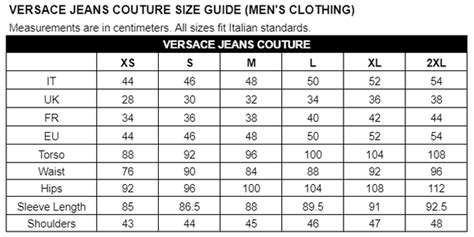 versace mans size|versace shirts size chart.